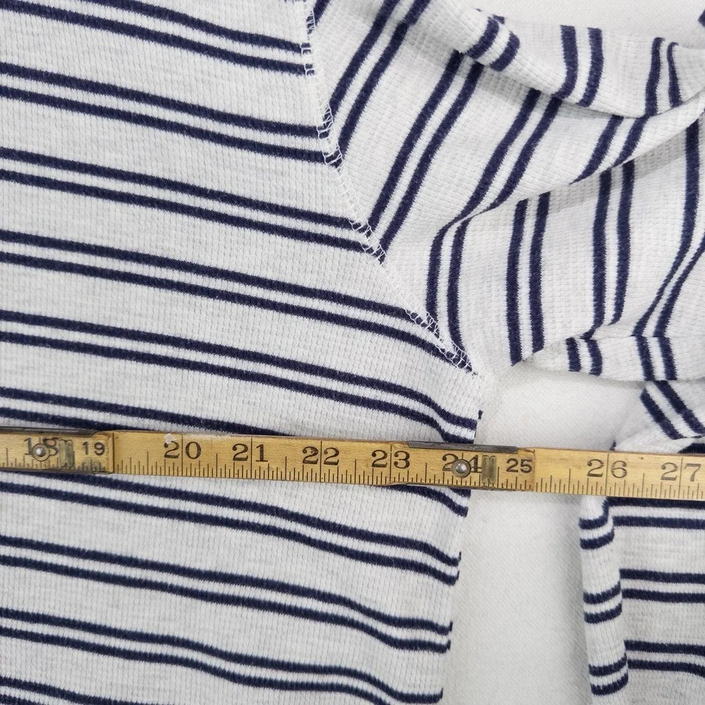 Chaps Ralph Lauren Men's XL Gray Blue Stripe Henley Shirt Long Sleeve *Pinhole